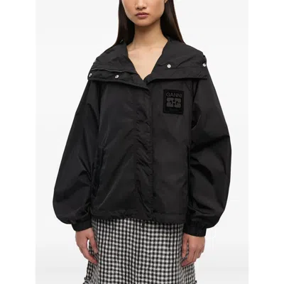 Ganni Nylon Blouson Jacket In Black