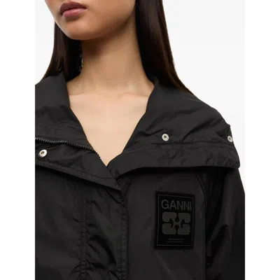 Ganni Nylon Blouson Jacket In Black