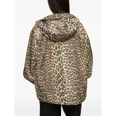 Ganni Hooded Leopard Print Nylon Blouson Jacket