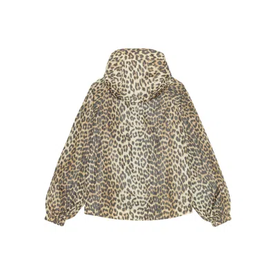 Ganni Hooded Leopard Print Nylon Blouson Jacket