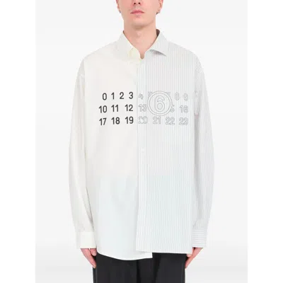 Mm6 Maison Margiela Split Design Button-down Collar Shirt In White