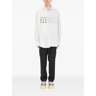 Mm6 Maison Margiela Split Design Button-down Collar Shirt In White