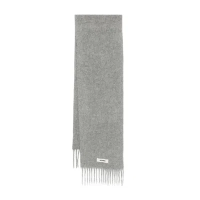 Jacquemus The Carro Fringed Scarf In Gray