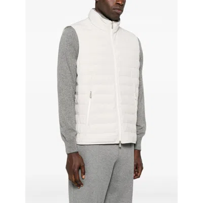 Brunello Cucinelli Quilted High-neck Gilet With Zip In Gray