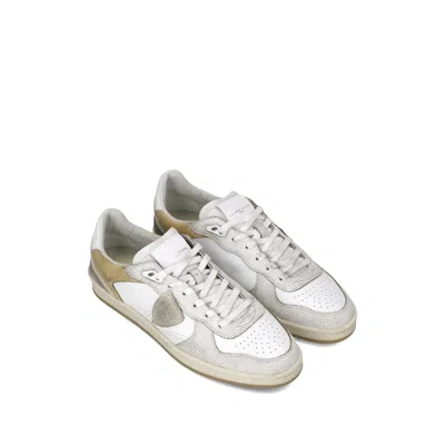 Philippe Model Veau Crackle Blanc Sable Sneakers