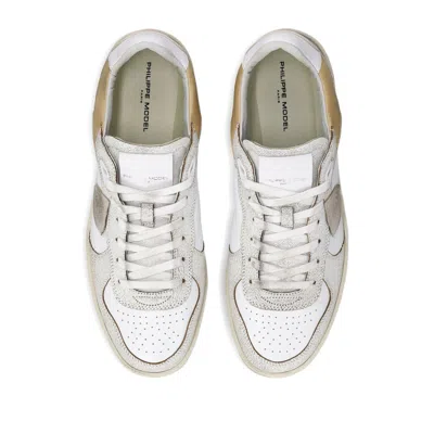 Philippe Model Veau Crackle Blanc Sable Sneakers
