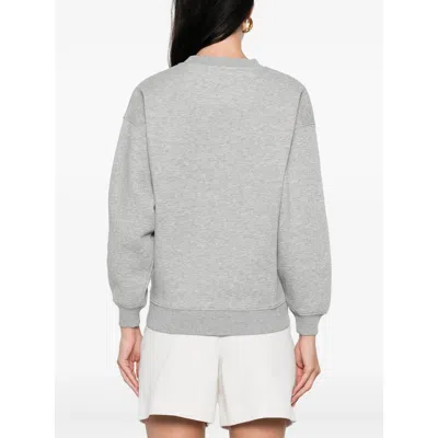 Anine Bing Grey Crew Neck Sweatshirt With Bold Lettering