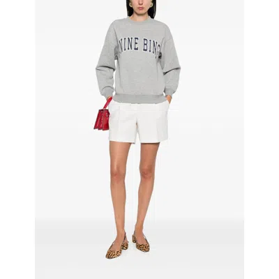 Anine Bing Grey Crew Neck Sweatshirt With Bold Lettering