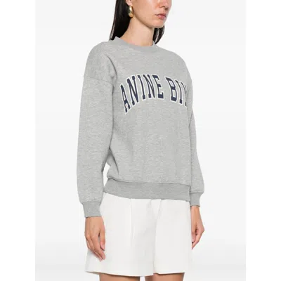 Anine Bing Grey Crew Neck Sweatshirt With Bold Lettering