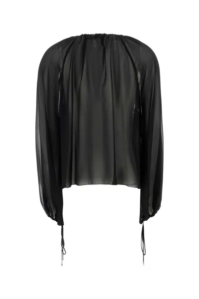 Blumarine Black Silk Georgette Blouse In Black