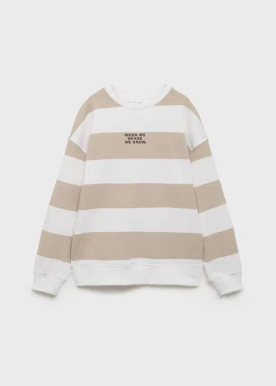 Mango Striped Cotton-blend Sweatshirt In Neutral