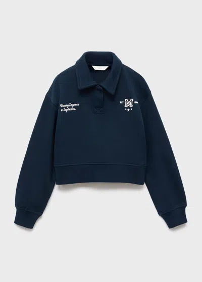 Mango Polo-neck Sweatshirt In Blue