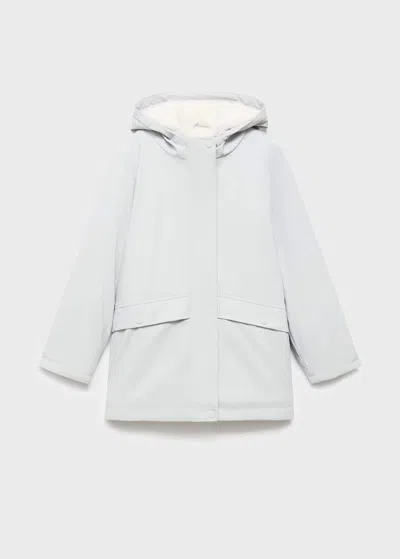 Mango Hooded Water-repellent Coat In Blue