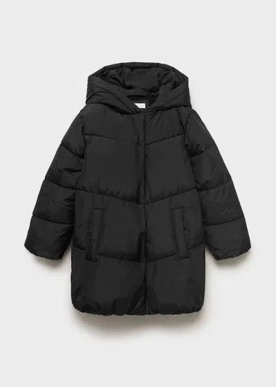 Mango Hood Quilted Coat In Black