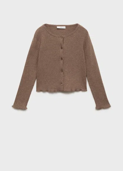Mango Ribbed Knit Cardigan In Brown