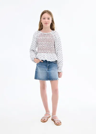 Mango Denim Short Skirt In White