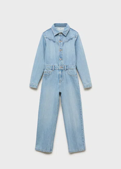 Mango Long Denim Jumpsuit In Blue