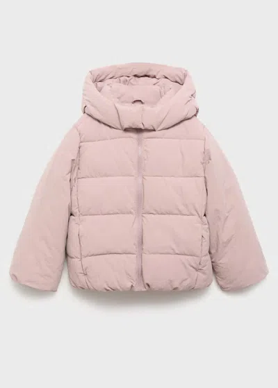 Mango Hood Quilted Coat In Pink