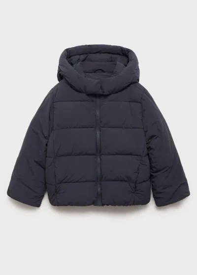 Mango Hood Quilted Coat In Black