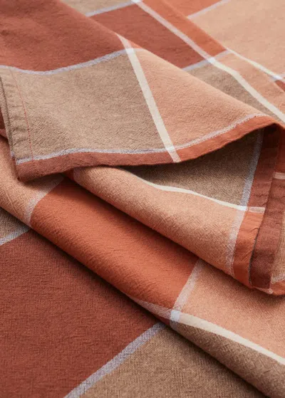 Mango Home Cotton Check Tablecloth 6693x9843 In Orange