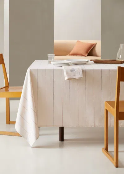 Mango Home Embroidered Details 100% Cotton Tablecloth 150x150cm Ecru