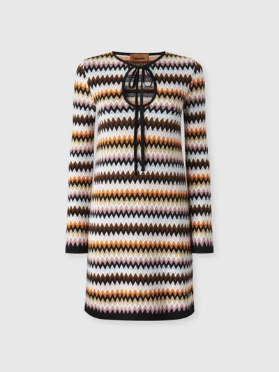 Missoni Zigzag Wool Mini-dress With Contrasting Piping