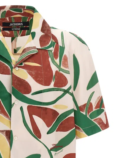 Jacquemus Fonccio Cotton Shirt With Abstract Vegetable Print In Multi