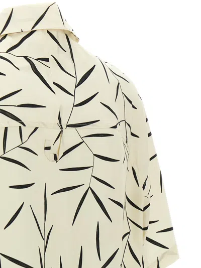 Jacquemus Cotton Poplin Shirt With Foliage Print And Embroidered Logo In Neutral