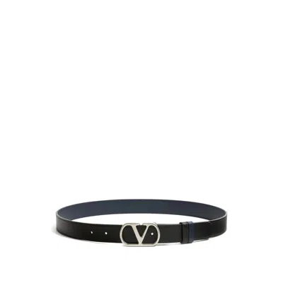Valentino Garavani Vlogo Signature Belt In Shiny Calfskin 30 Mm In Black