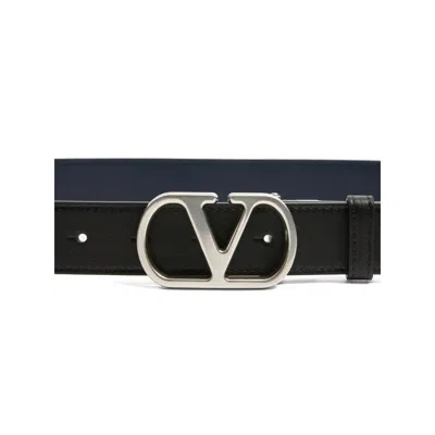 Valentino Garavani Vlogo Signature Belt In Shiny Calfskin 30 Mm In Black