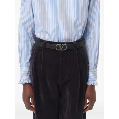 Valentino Garavani Vlogo Signature Belt In Shiny Calfskin 30 Mm In Black