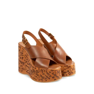Chloé Maxime Leather Crisscross Platform Sandals