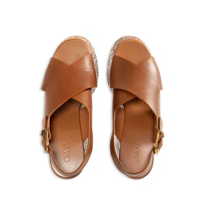 Chloé Maxime Leather Crisscross Platform Sandals