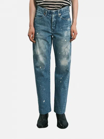 Tanaka Straight Jean Trousers With Faded Blue Wash In Blue