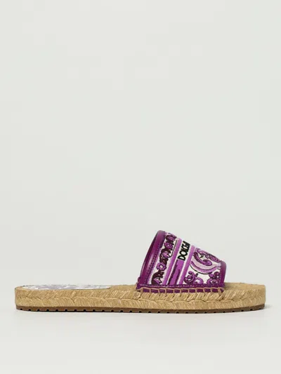 Dolce & Gabbana Embroidery Espadrilles In Purple