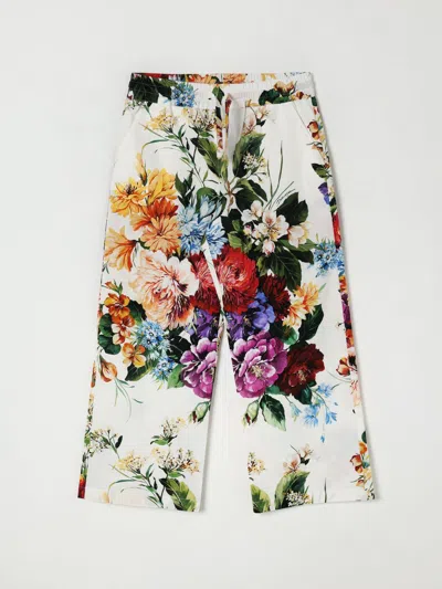 Dolce & Gabbana Floral-print Cotton Trousers In Green