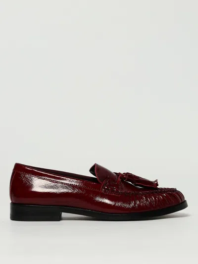 Alohas Marietta Onix Black Leather Loafers In Burgundy