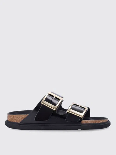 Birkenstock Arizona Droplet Buckle High Shine Black Slides In Black
