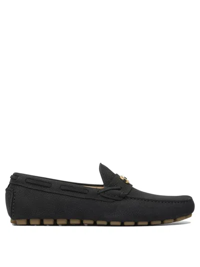 Valentino Garavani Driver Fastaway Loafer In Deerskin Suede In Black