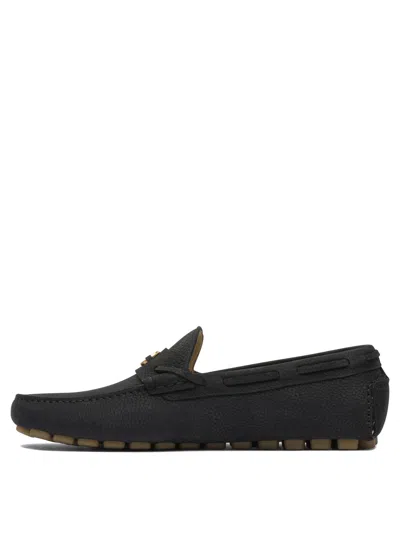 Valentino Garavani Driver Fastaway Loafer In Deerskin Suede In Black