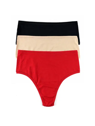 Hanky Panky Set Of 3 Play Natural Thong In Multi