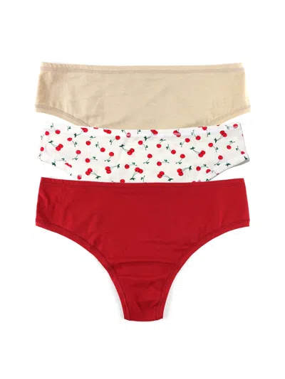 Hanky Panky Assorted 3-pack Playstretch Print Natural Rise Thongs In Multi