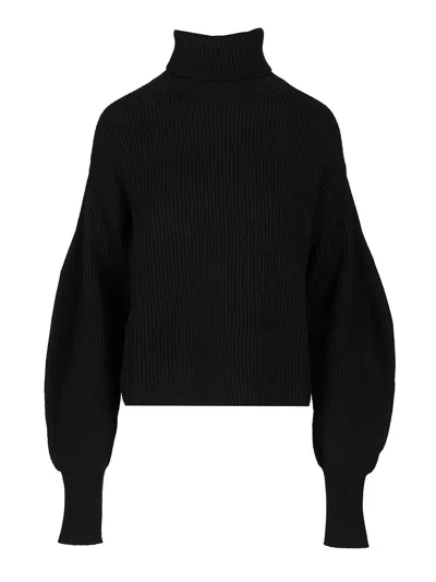 P.a.r.o.s.h Maglia Collo Alto Over Knitwear Black In Black