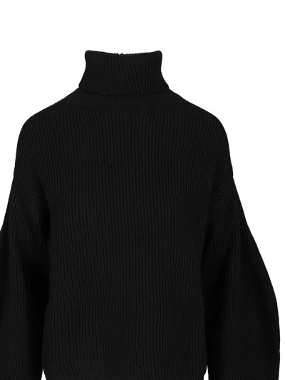 P.a.r.o.s.h Maglia Collo Alto Over Knitwear Black In Black