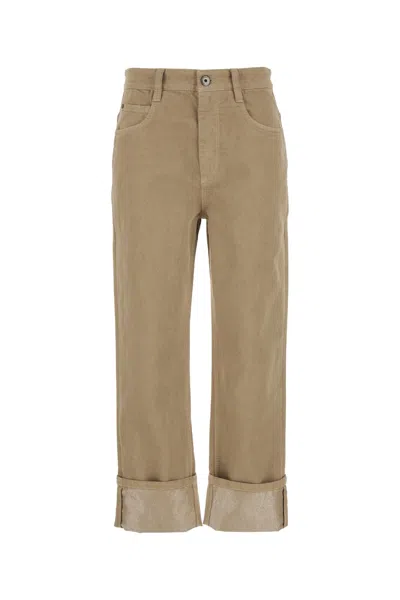 Brunello Cucinelli Dyed Finish Trousers With Pockets And Cuffs In Brown