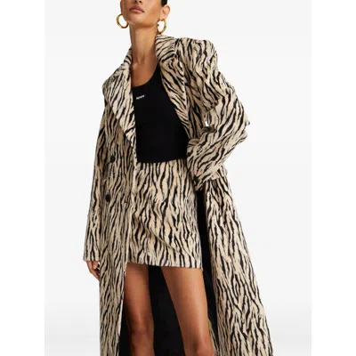 Rotate Birger Christensen Womens Egret Comb Printed Faux-fur Cotton-blend Mini Skirt In Multi