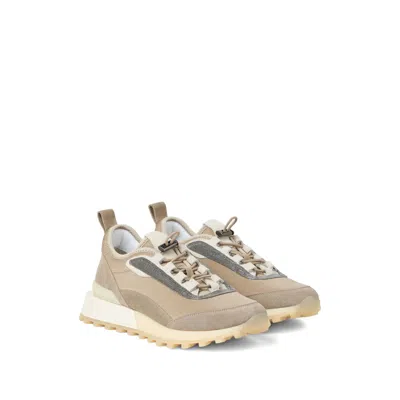 Brunello Cucinelli Chunky Sole Suede Finish Sneakers In Neutral