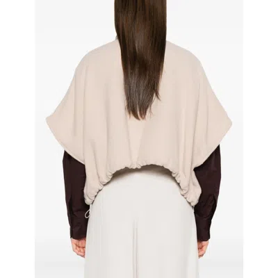 Herno Resort Short-sleeve Poncho In Neutral