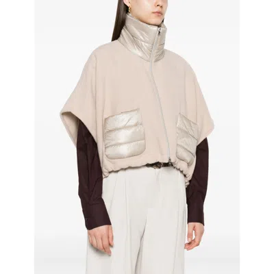 Herno Resort Short-sleeve Poncho In Neutral