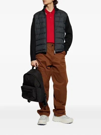 Moncler Padded Cotton Cardigan In Black